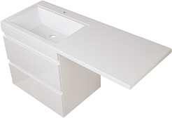 Style Line Тумба под раковину Даллас 150 Люкс Plus 2 ящика подвесная белая – фотография-4